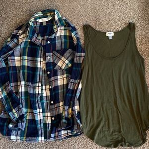 Old Navy Flannel and Tank Size Small